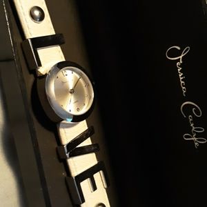 BNIB Jessica Carlyle Love Watch.white band